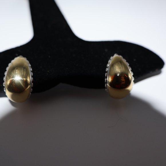LAGOS High Bar Caviar Sterling/18K Gold Earrings – Omega Back NWT $995 - Picture 4 of 8
